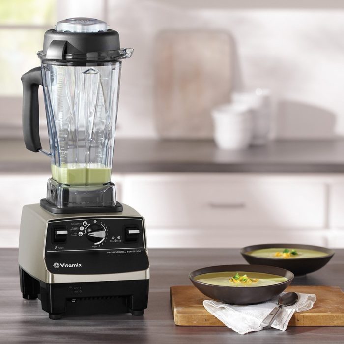 Christine Cameron using a Vitamix blender for cooking at home